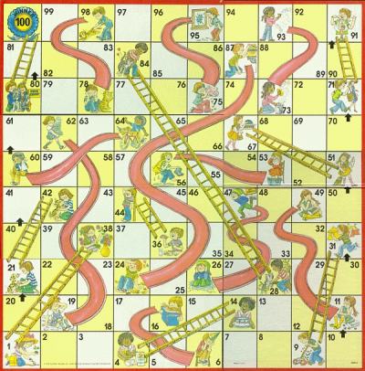 chutes and ladders game. done to Chutes and Ladders